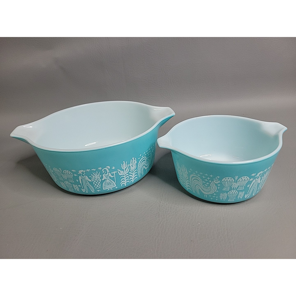 Vintage Pyrex Amish Butterprint Casserole Dishes 473 475 No Lids